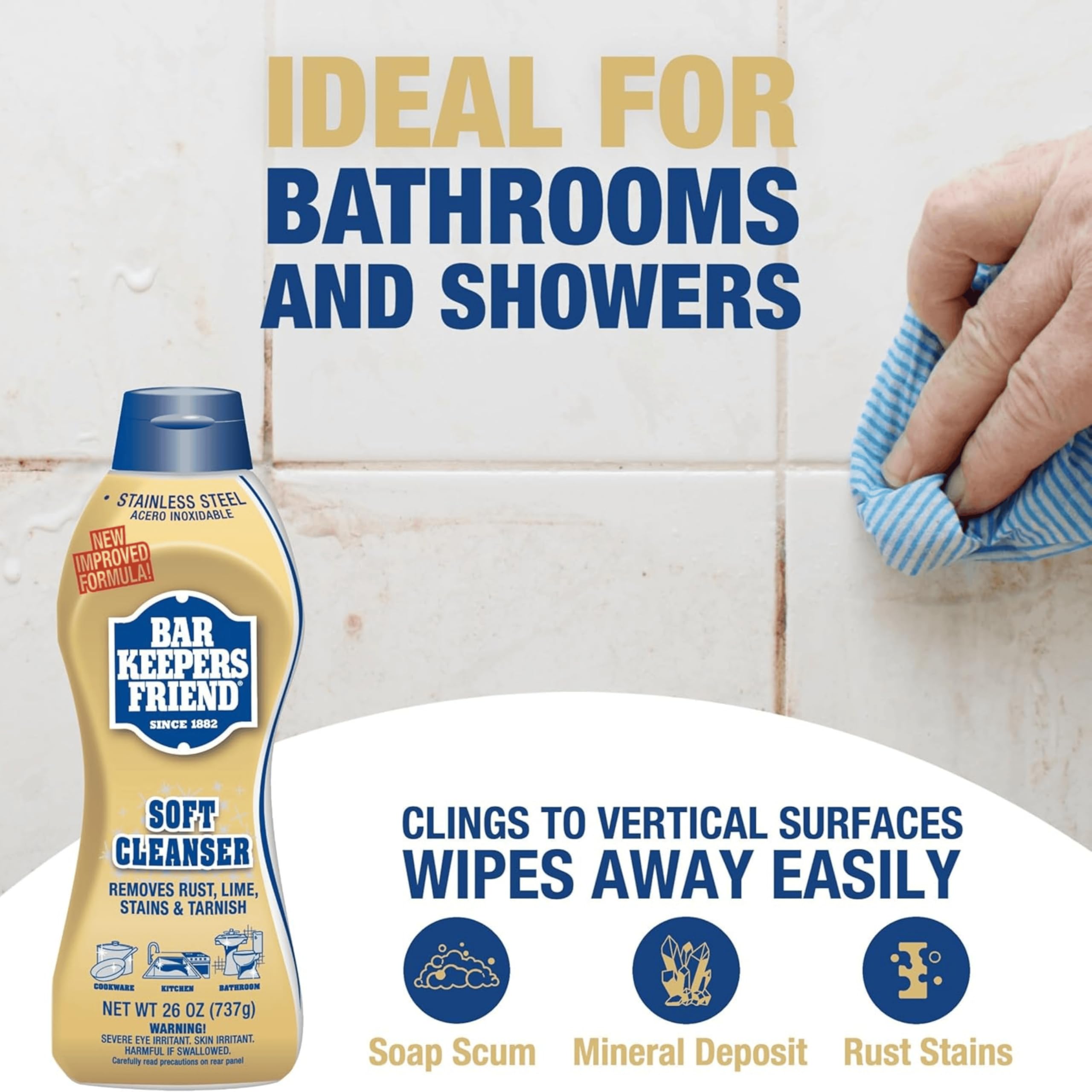 Home Essentials Box Bar Keeper Friend Soft Cleanser Liquid (2 x 26 Ounce) Multipurpose Cleaner & Rust Stain Remover for Stainless Steel, Porcelain, Ceramic, Tile & More