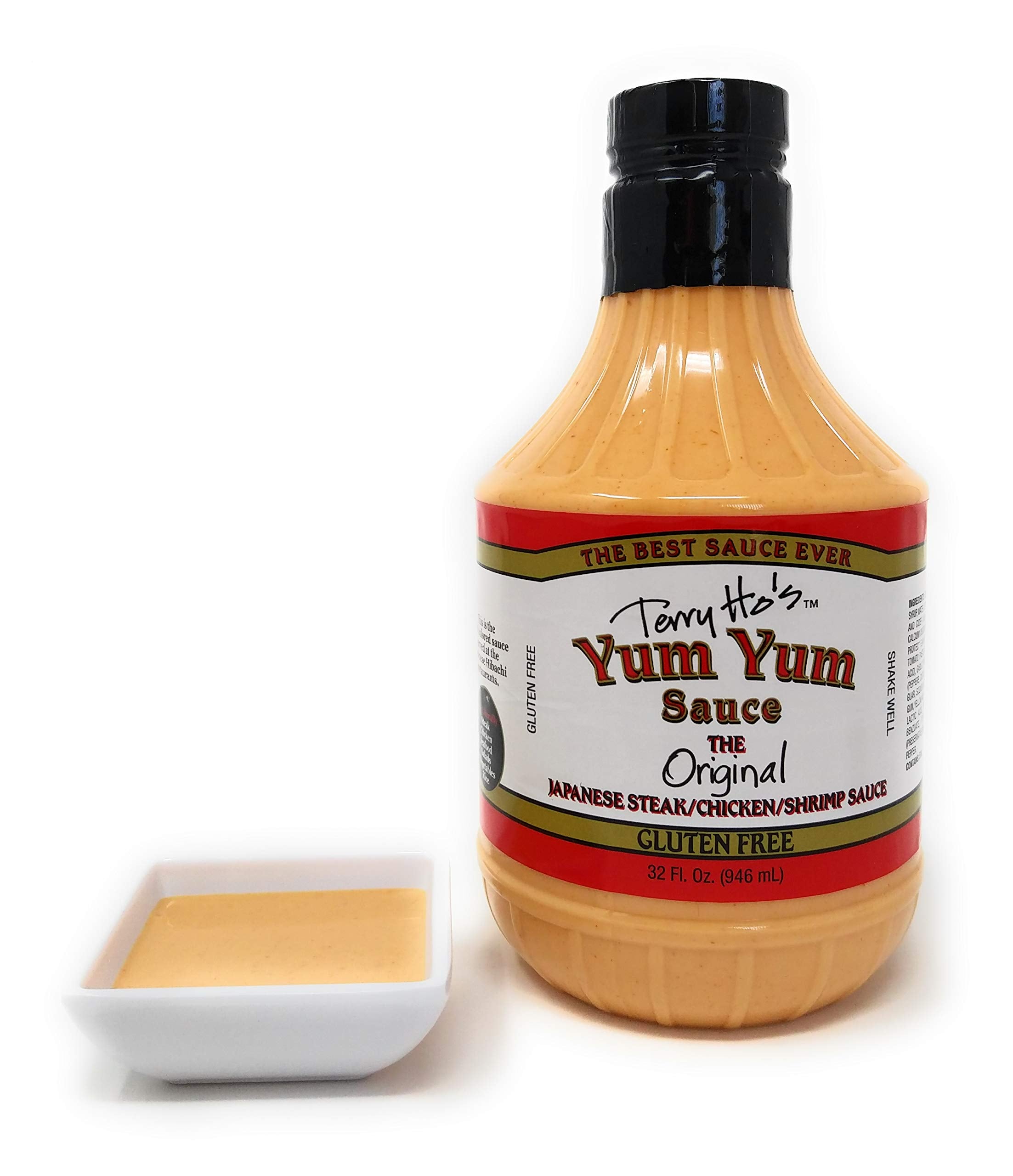 Terry Ho's Yum Yum Sauce Bundle - The Original Japanese Steak/Chicken/Shrimp/Rice Sauce and a Hibachi Restaurant Cup - The Best Pink Sauce in the Biggest Bottle Ever (32 oz)