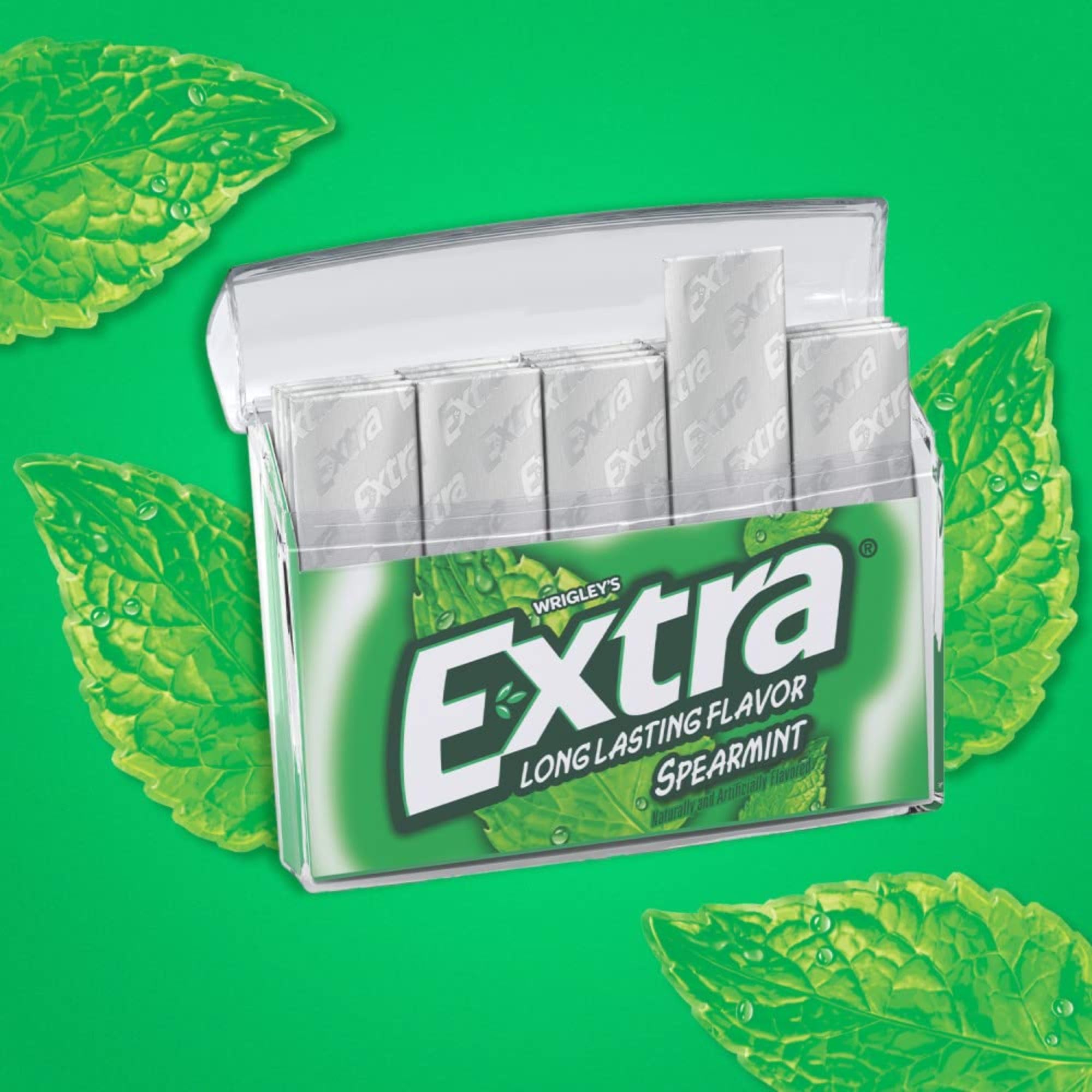Long Lasting Flavor Spearmint Extra Gum 35 Sticks (Pack of 6), Sugar Free Chewing Gum Mega Pack, Spearmint Chewing Gum Bulk With Laiby Sticker