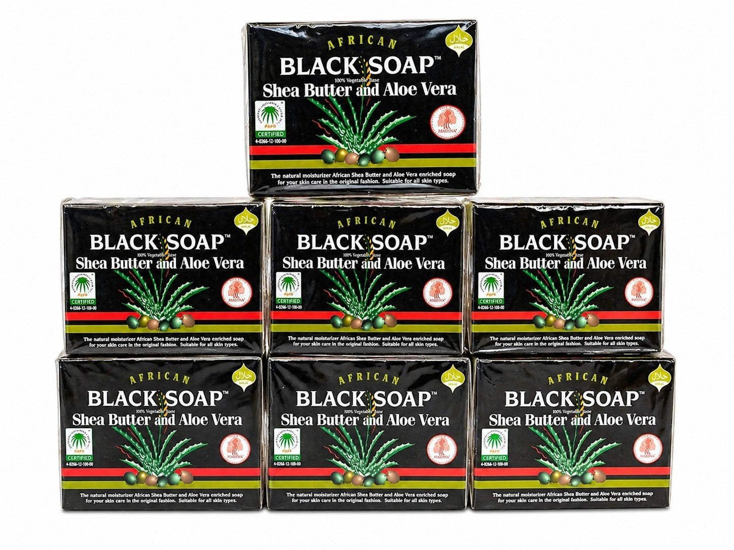 MADINA African Black Soap Shea Butter Aloe Vera Body Bar Soap( 2 cts)