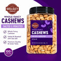 Wellsley Farms Whole Fancy Roasted Unsalted Cashews 42 oz Large Jar Snack Nuts