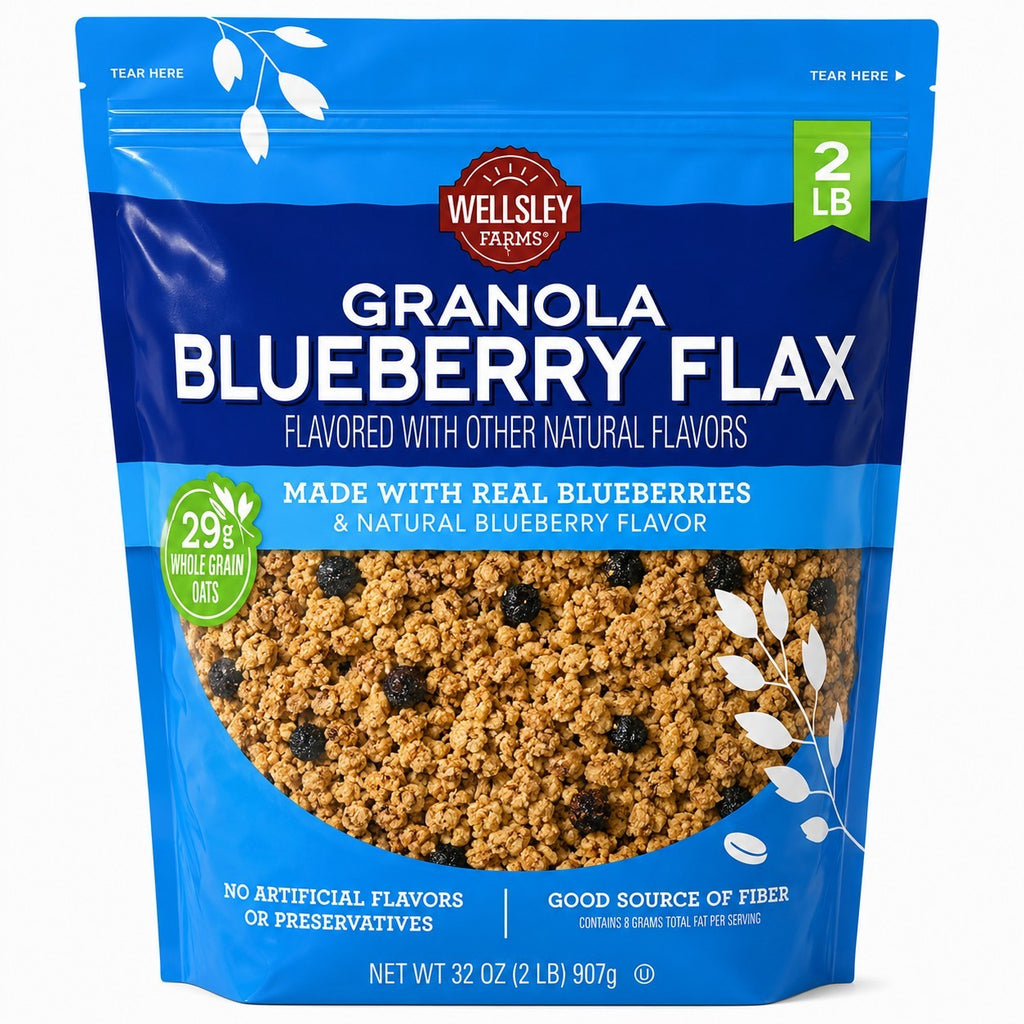 Wellsley Farms Granola Breakfast Cereal Blueberry Flax 32 oz (2 lb)