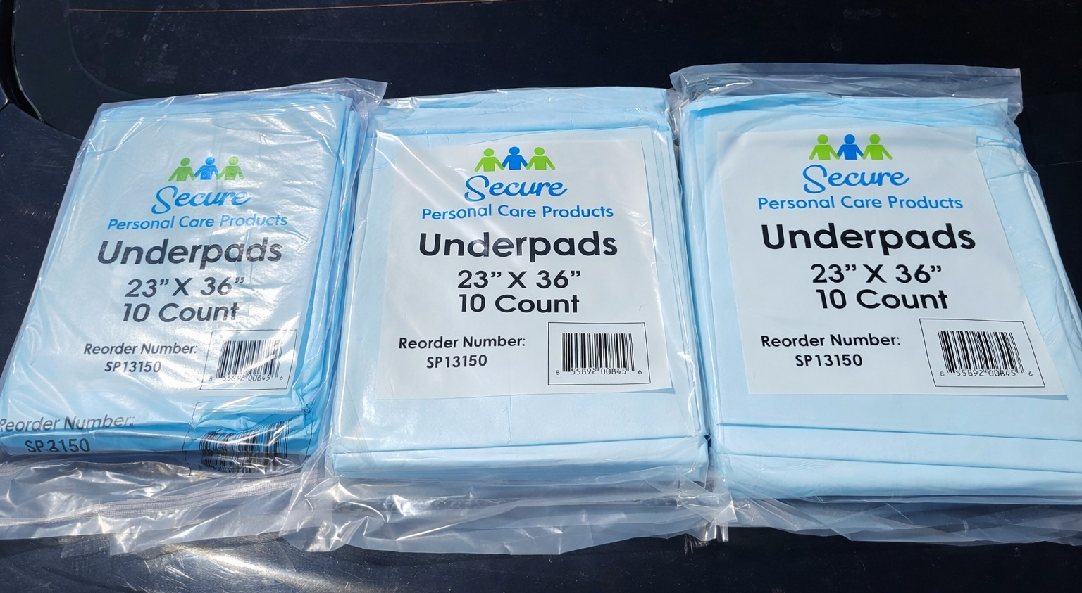 Secure Underpads 23" x 36" Blue 10 Count SP13150(3 packs )