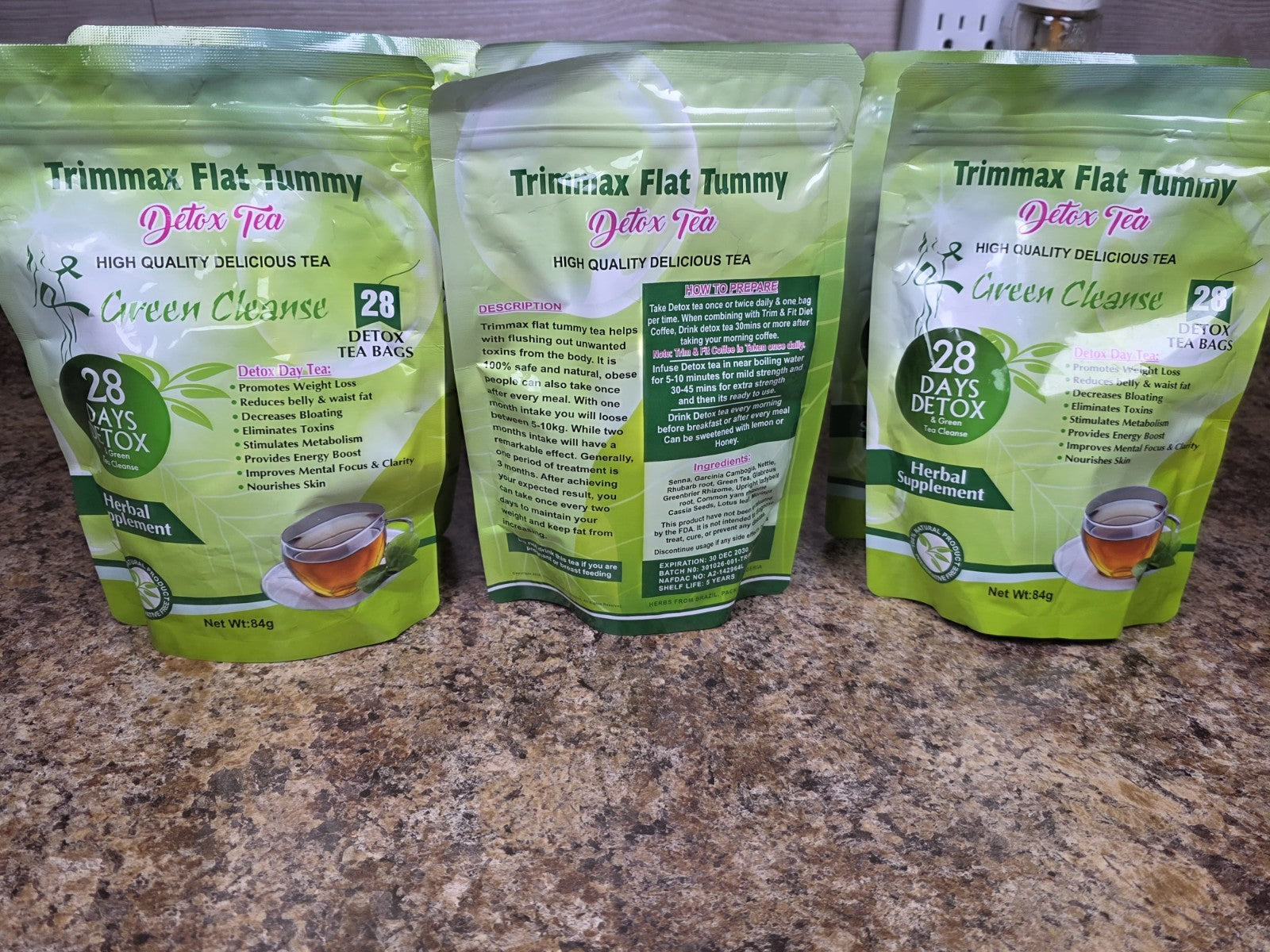 Trimmax Flat Tummy Detox Tea Green Cleanse 28 Days Senna Garcinia 84g