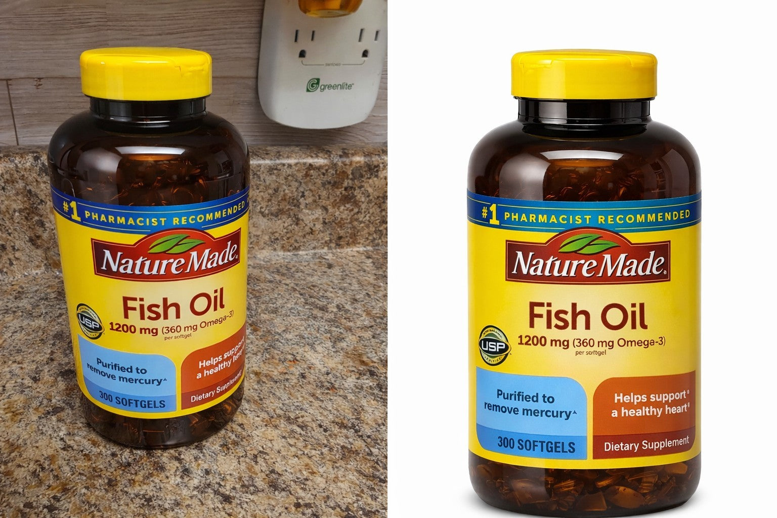 Nature Made Fish Oil 1200 mg 300 Softgels Omega-3 Heart Health Mercury Purified