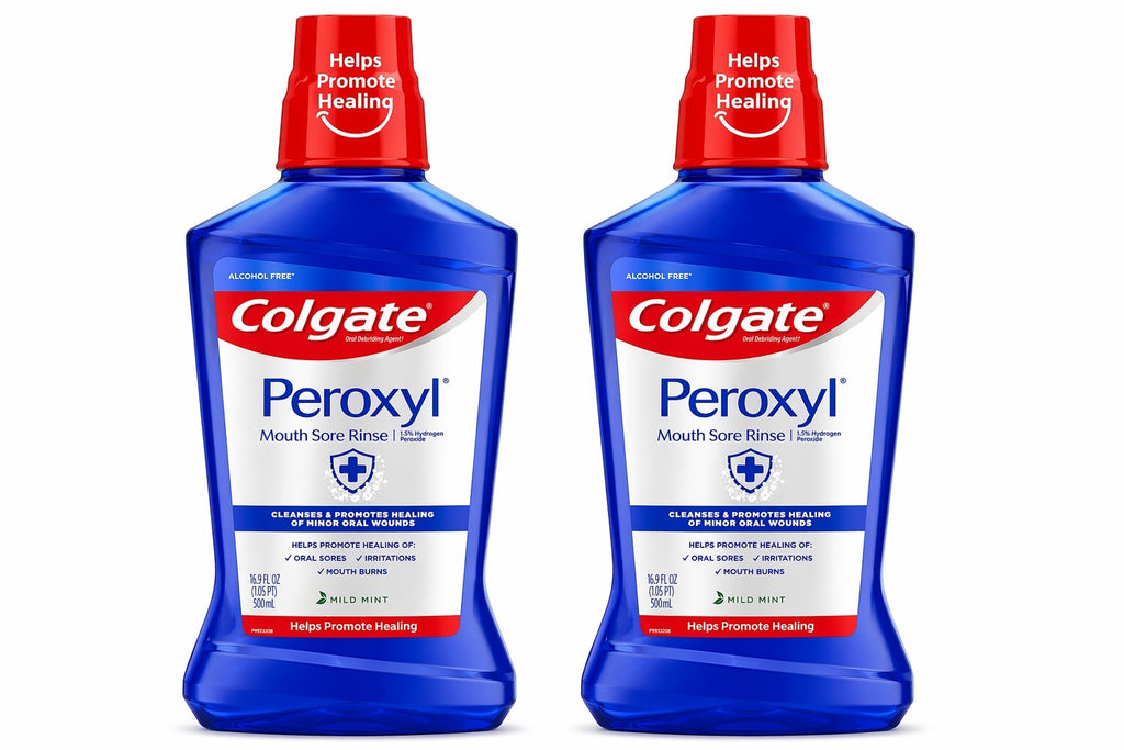 Colgate Peroxyl Mouth Sore Rinse Wash, Mild Mint, 16.9 fl oz. pack of 2