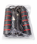 Black/Red Jump Rope with Plastic Handles for Gym & Training Full Body Workout