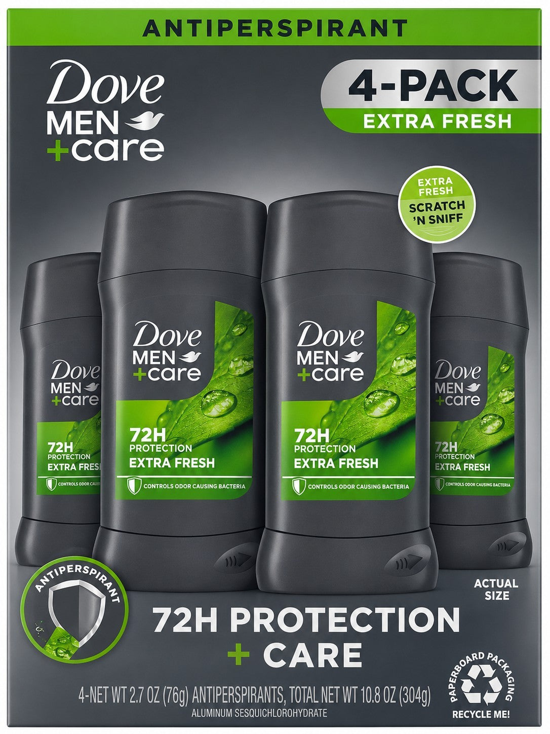 Dove Men+Care Antiperspirant Deodorant Extra Fresh 2.7 oz 4 Pack | FREE SHIPPING