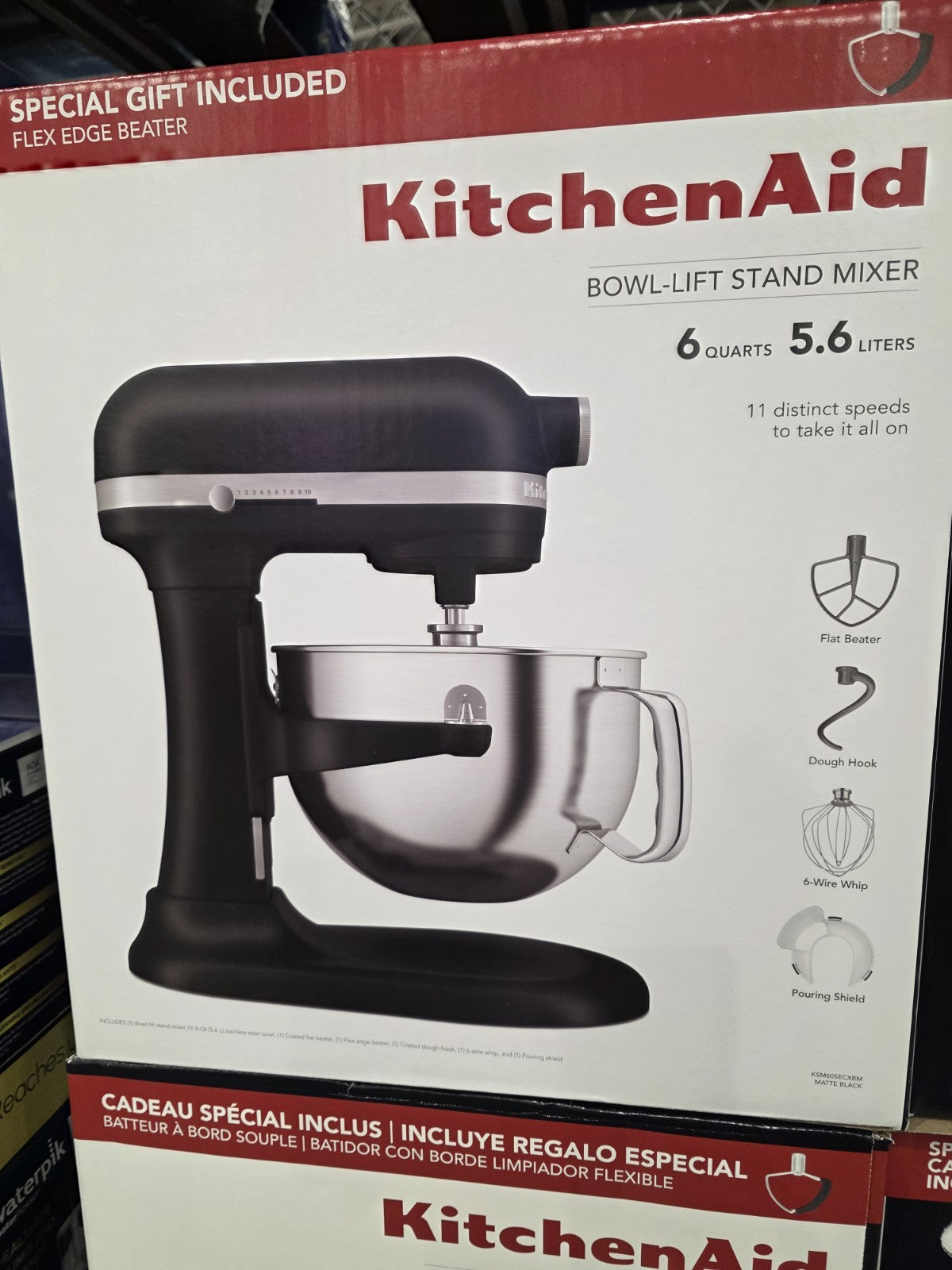Kitchenaid 6 Quart Bowl-Lift Stand Mixer 11 Speed, Bonus Attachments, Black