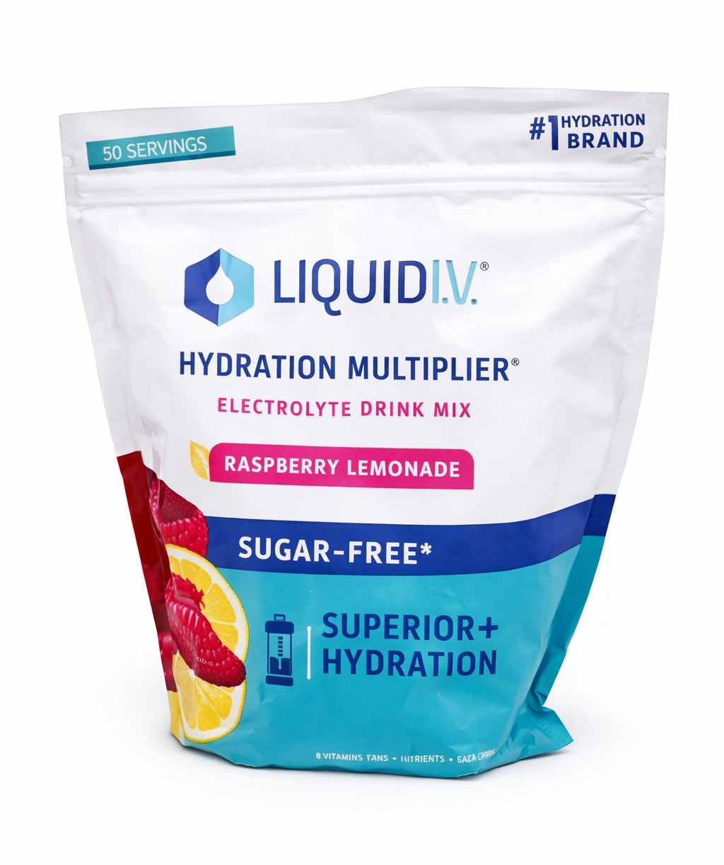 Liquid IV Hydration Multiplier Electrolyte Drink Sugar-Free Raspberry Lemonade