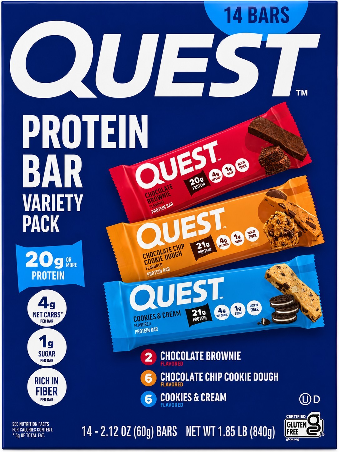 Quest Protein Bar Variety Pack 14 Count | High Protein, Low Carb, Gluten-Free