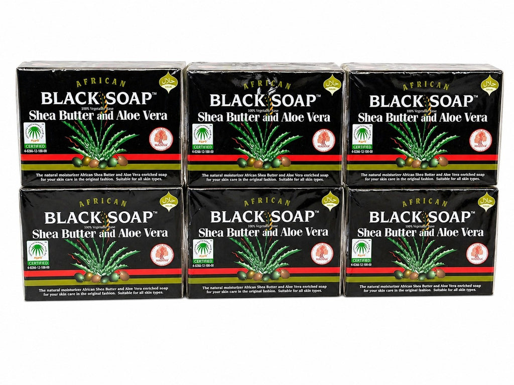 MADINA African Black Soap Shea Butter Aloe Vera Body Bar Soap( 2 cts)