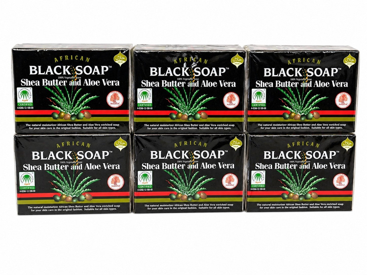 MADINA African Black Soap Shea Butter Aloe Vera Body Bar Soap( 2 cts)