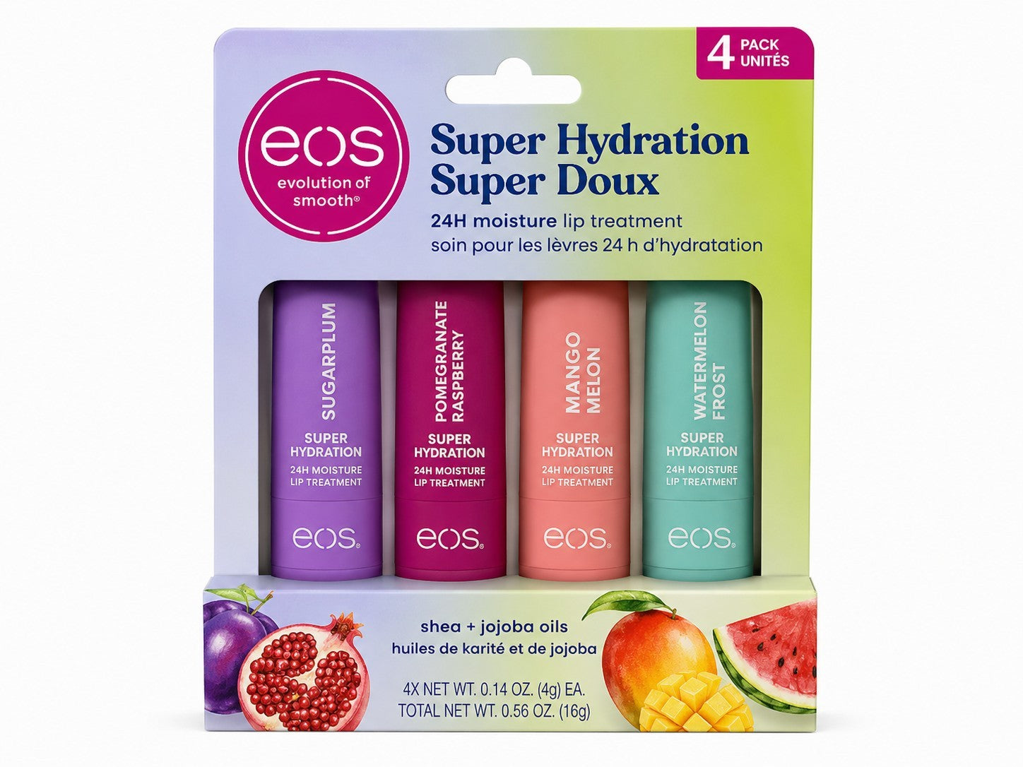 EOS 24-Hour Moisture Hydration Super Balm Lip Treatment 4 Pack