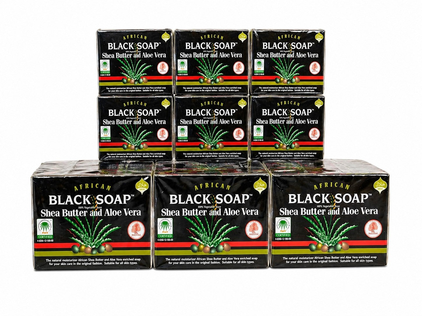 MADINA African Black Soap Shea Butter Aloe Vera Body Bar Soap( 2 cts)