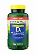 Spring Valley Vitamin D3 5000 IU Extra Strength – 400 Softgels Value Size