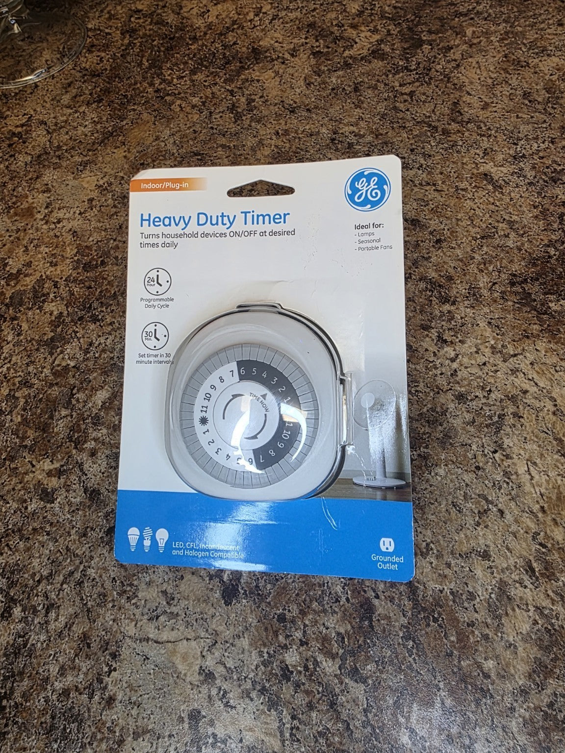 GE 24-Hour Heavy Duty Indoor Plug-in Mechanical Timer, 2 Grounded Outlets