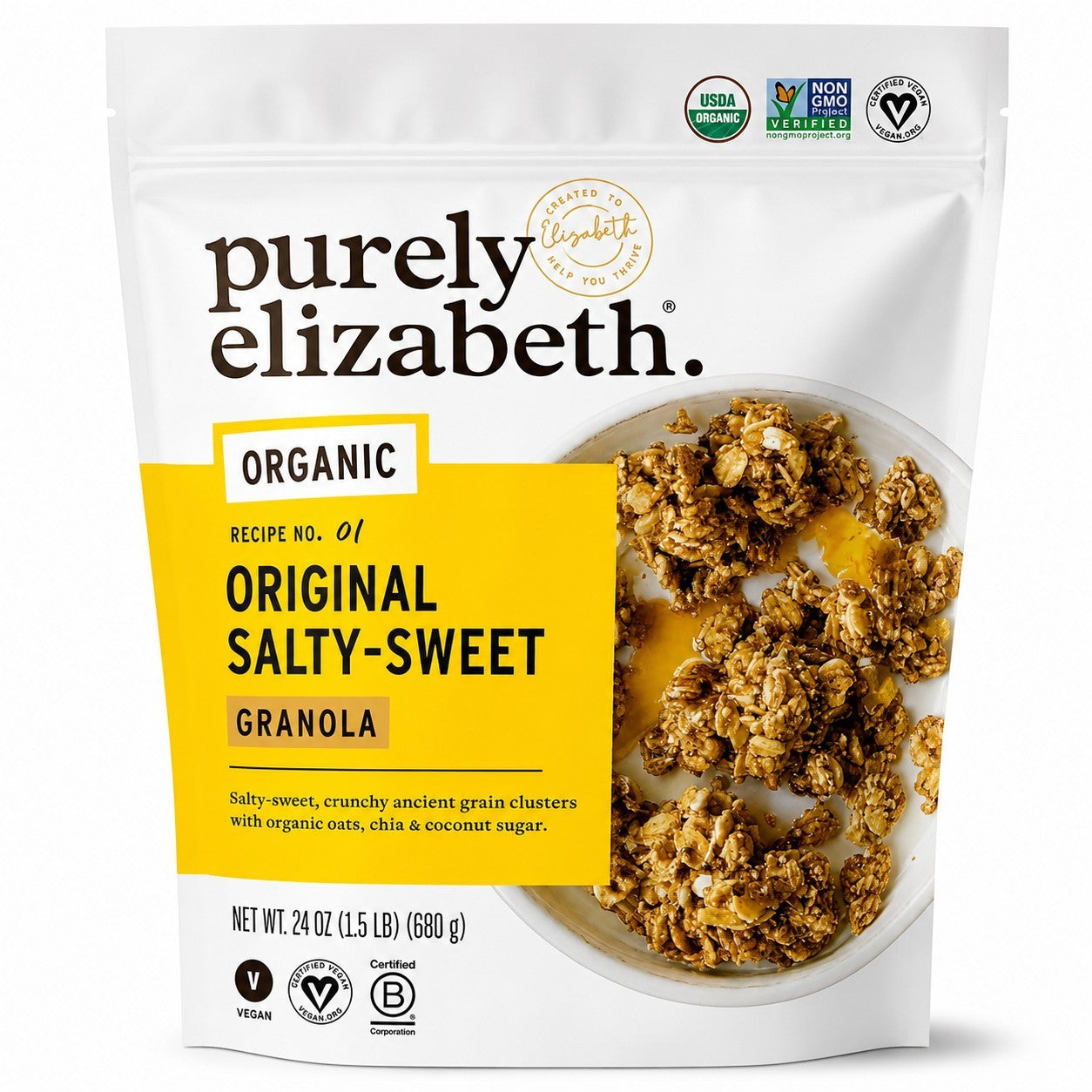 Purely Elizabeth Organic Granola Salty-Sweet Original Vegan Non-GMO 680g
