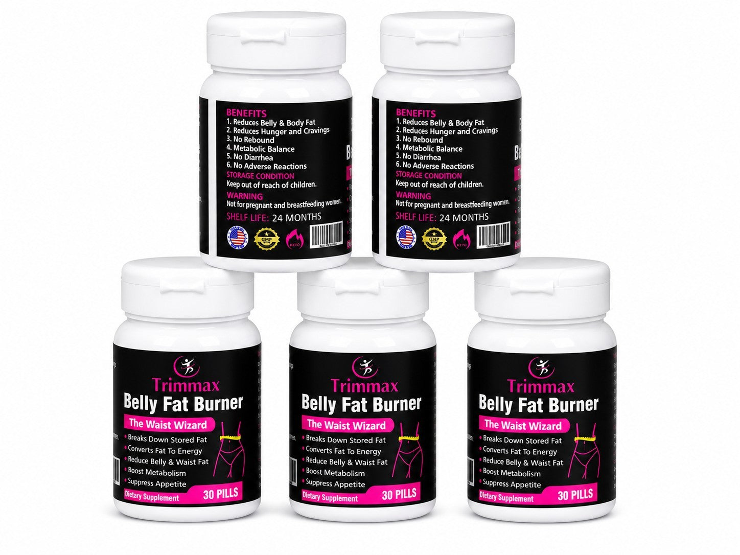Trimmax Belly Fat Burner Supplement 30 Capsules L-carnitine Green Tea Garcinia