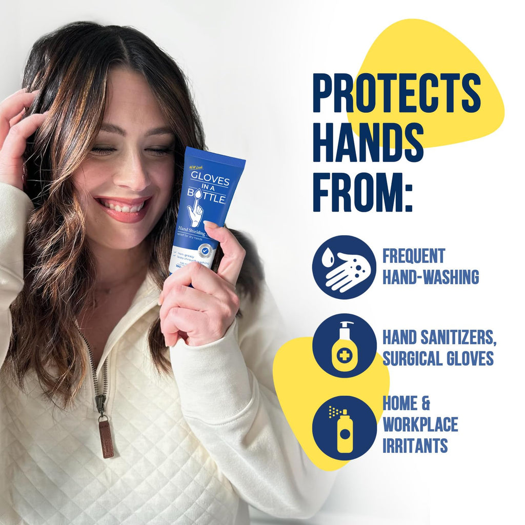 Gloves In A Bottle Title Psoriasis Eczema Relief Hand Lotion Travel Size - Shielding Lotion for Women, Men, 6 months old or older babies - Cracked Hands Repair Cream - 3.4 oz