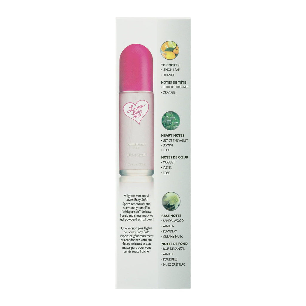 Love's Baby Soft Whisper Soft Mist, Perfume Spray 2.5 Fl Oz, Scent Category: Floral, Powder, TOP NOTES: Lemon Leaf, Orange