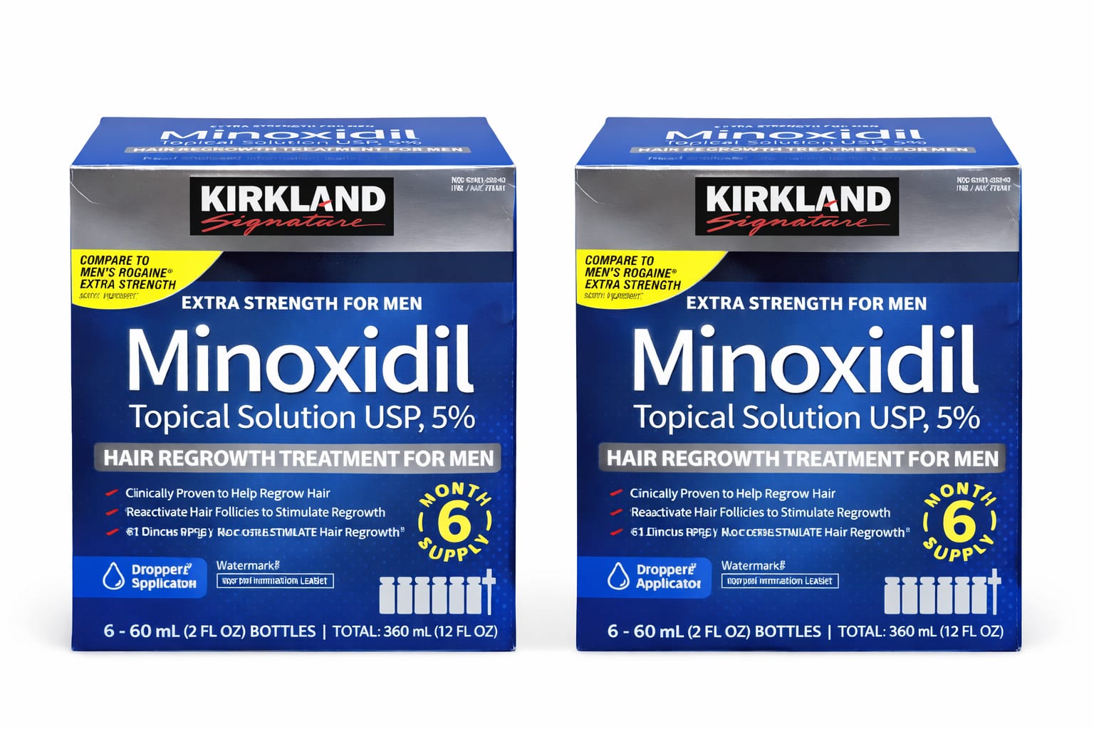Kirkland Signature Minoxidil 5% Hair Regrowth Treatment for Men – 6 Month Supply (6 Bottles 60 mL)