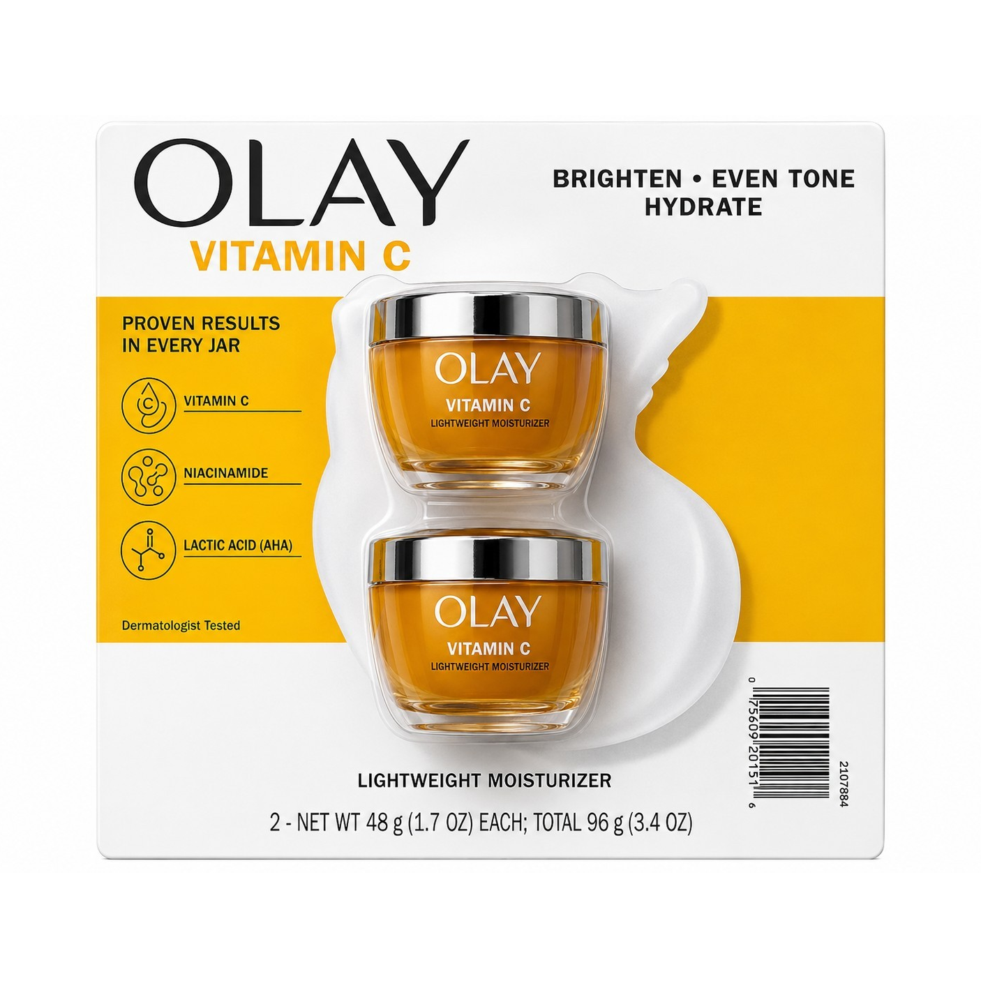 Olay Vitamin C Moisturizer Set, 2 x 48g, Brighten Even Tone Hydrate