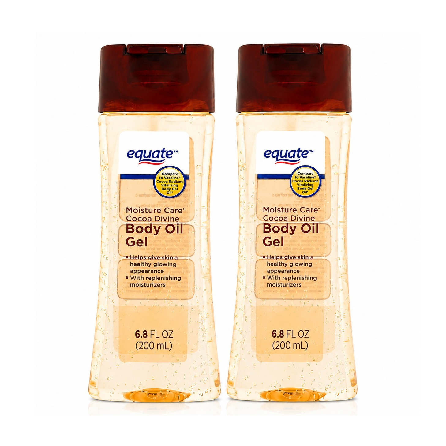 Equate Moisture Care Cocoa Divine Moisturizing Body Oil Gel 6.8 fl oz 2 Pack