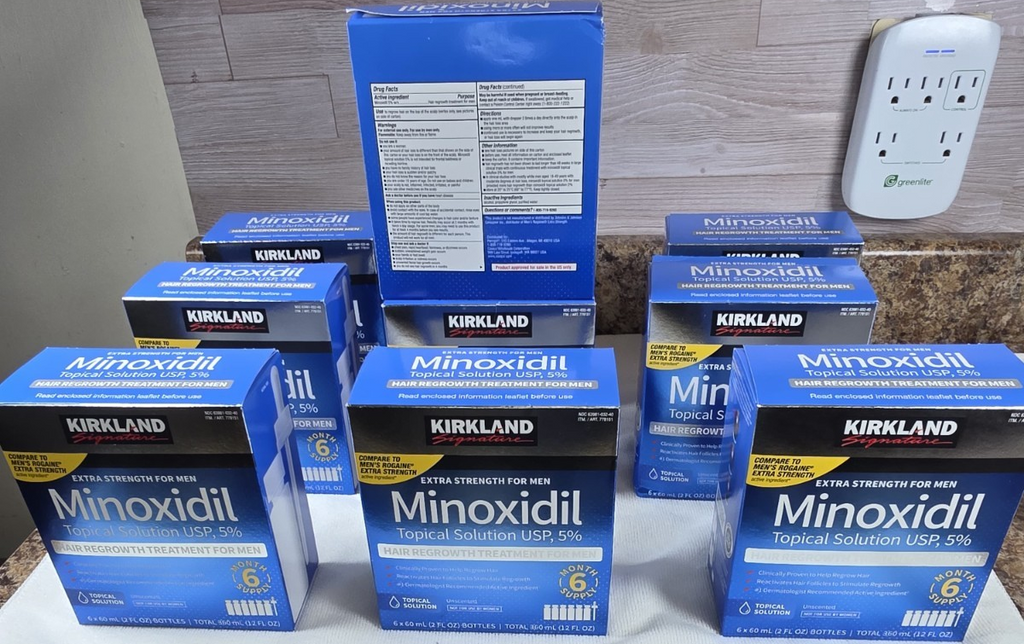 Kirkland Signature Minoxidil 5% Men Unscented Liquid Hair Growth 6 Month 6x60mL