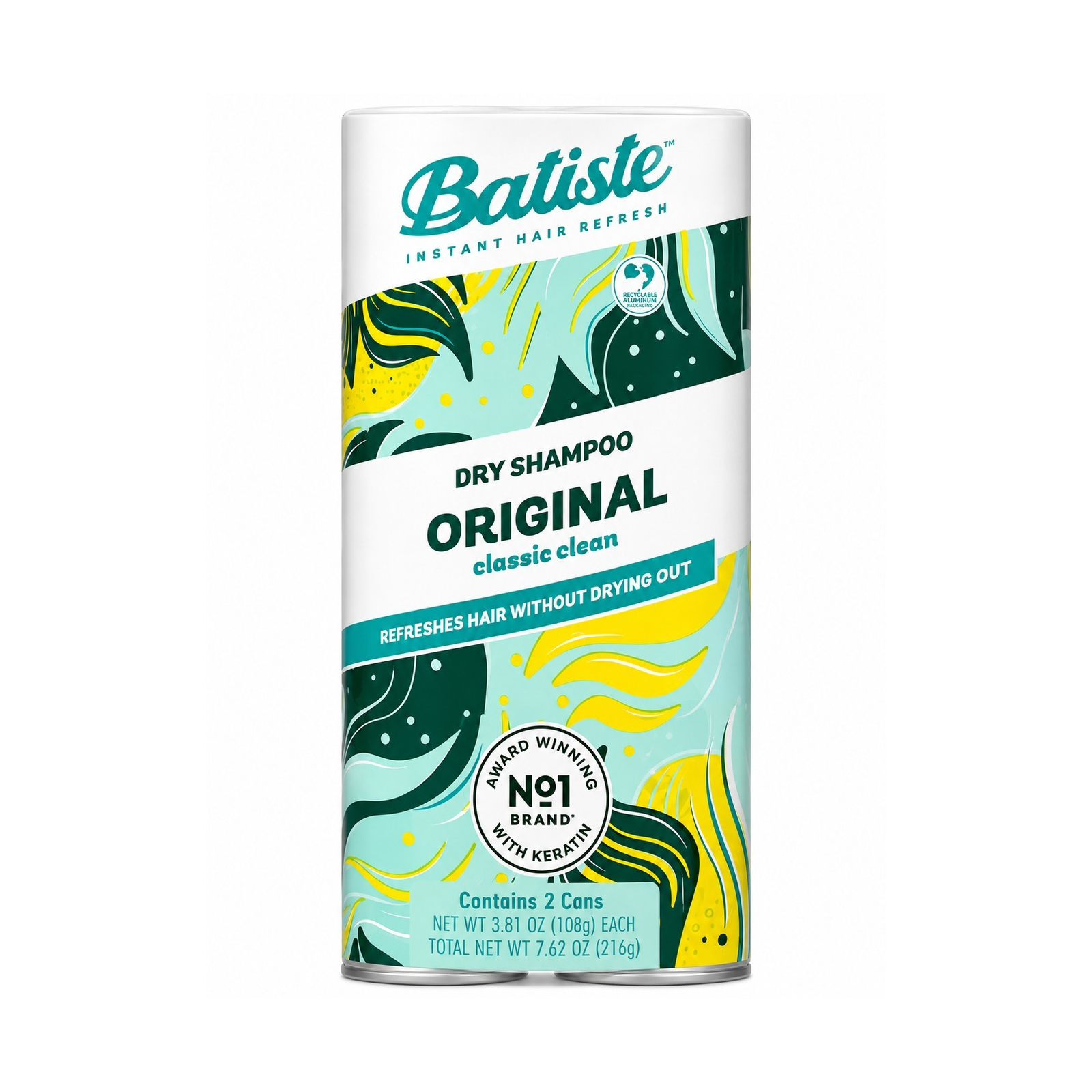Batiste Dry Shampoo Original Classic Clean Keratin Deep Cleansing 2x3.81oz Spray
