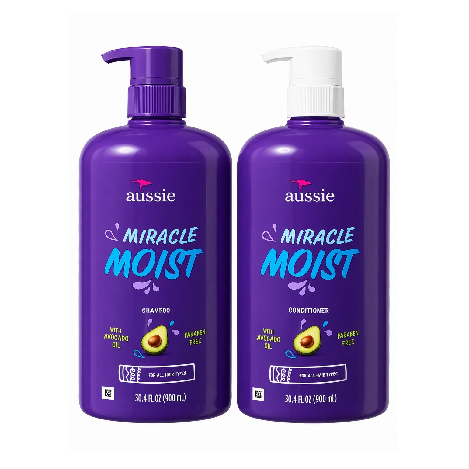 Aussie Miracle Moist Shampoo / Conditioner Avocado Oil Paraben-Free Moist 30.4oz