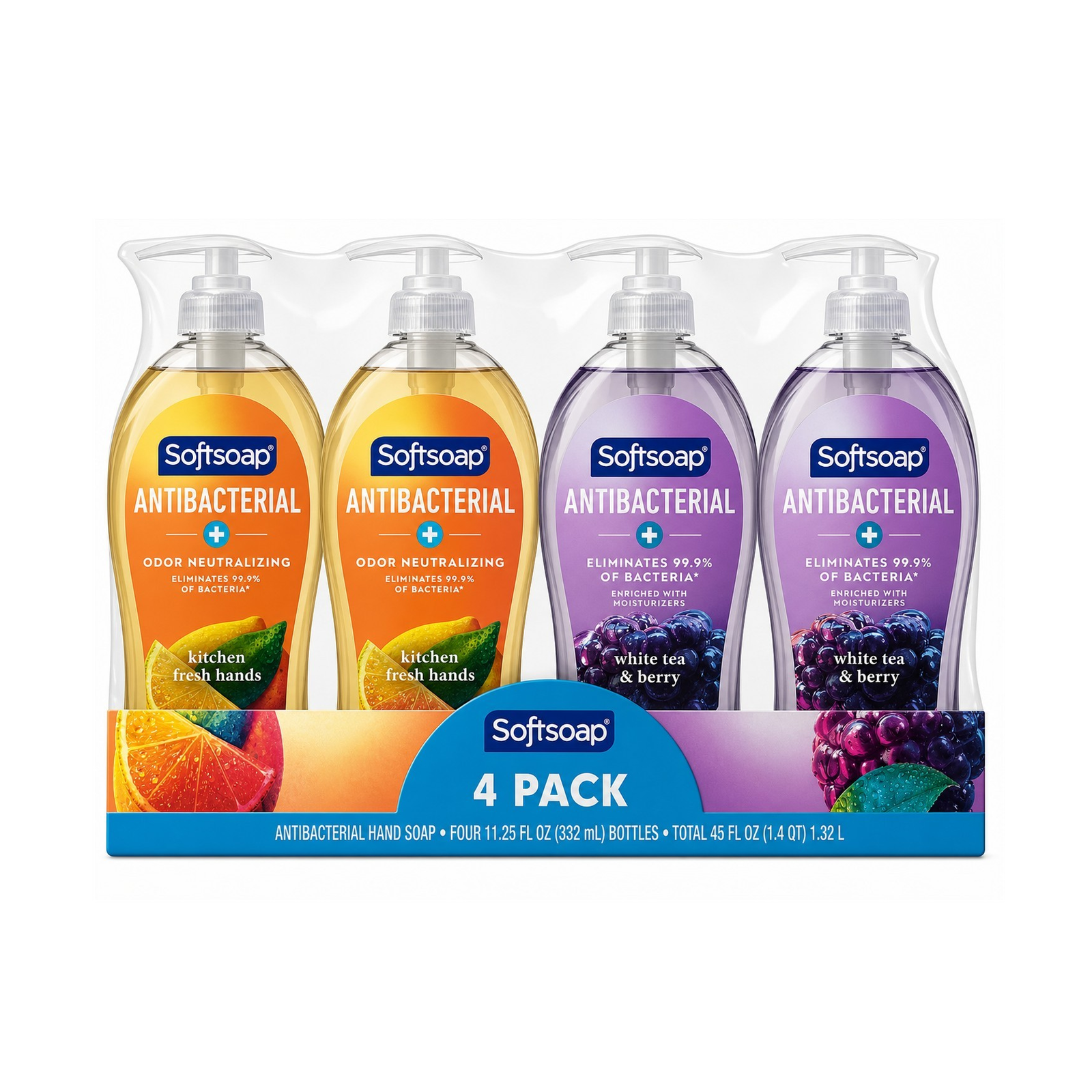 Softsoap Antibacterial Hand Soap 4 Pack Kitchen Fresh Hands White Tea 11.25 fl …