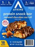 Atkins Protein Snack Bars Caramel Chocolate Nut 18ct 1.55oz Low Carb