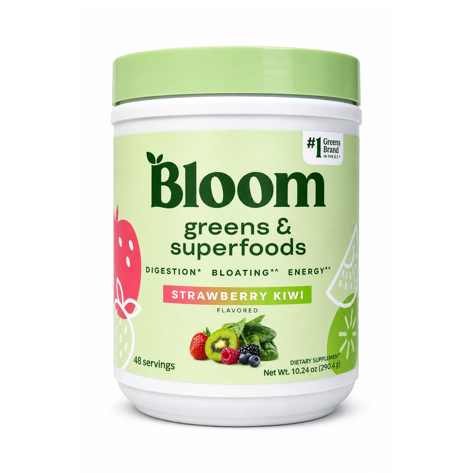 Bloom Greens & Superfoods Strawberry Kiwi Powder Digestive Support 10.24oz