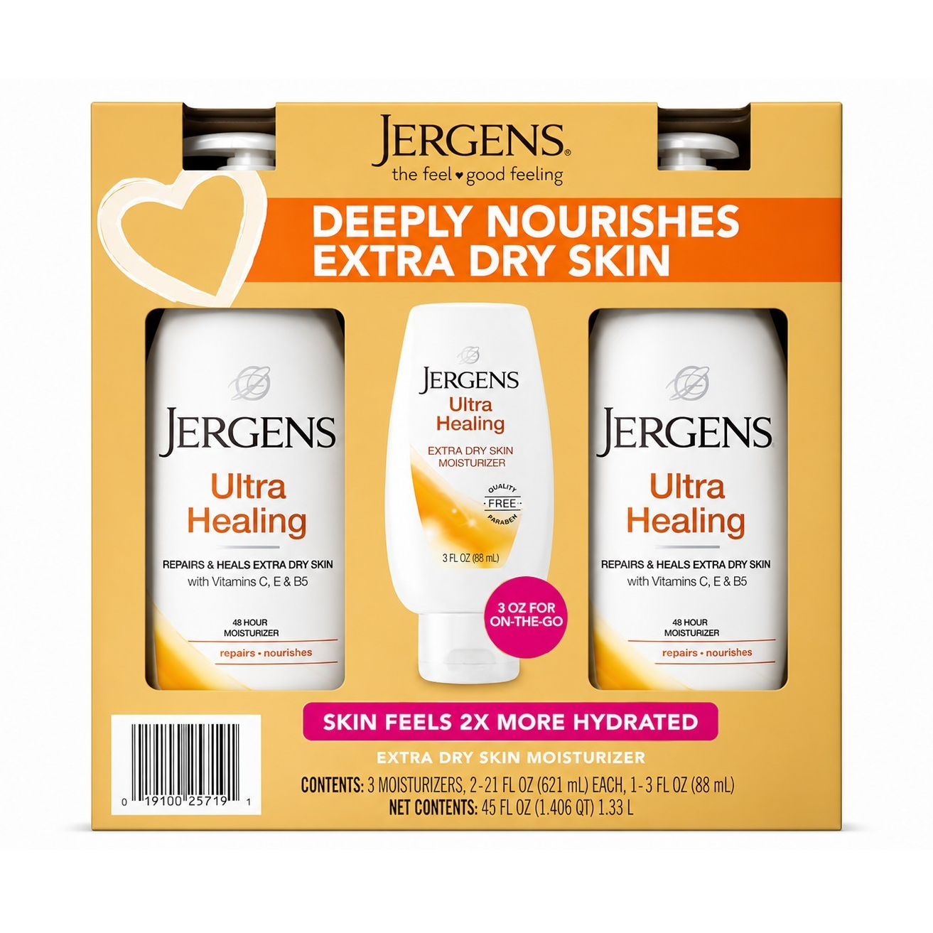 Jergens Ultra Healing Lotion for Dry Skin 3PK 45 fl oz Hydrating Body