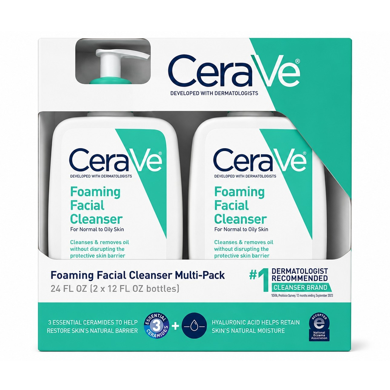 CeraVe Foaming Facial Cleanser Oil-Free 2x12 fl oz Normal to Oily Skin
