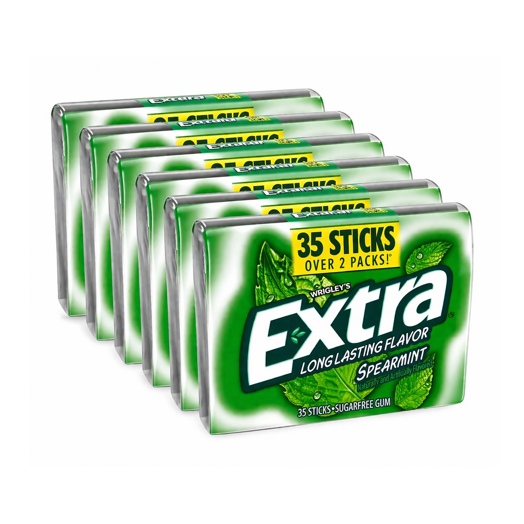 Wrigley's Extra Long Lasting Flavor Spearmint Sugar Free Gum 35 Sticks (6 pack) 