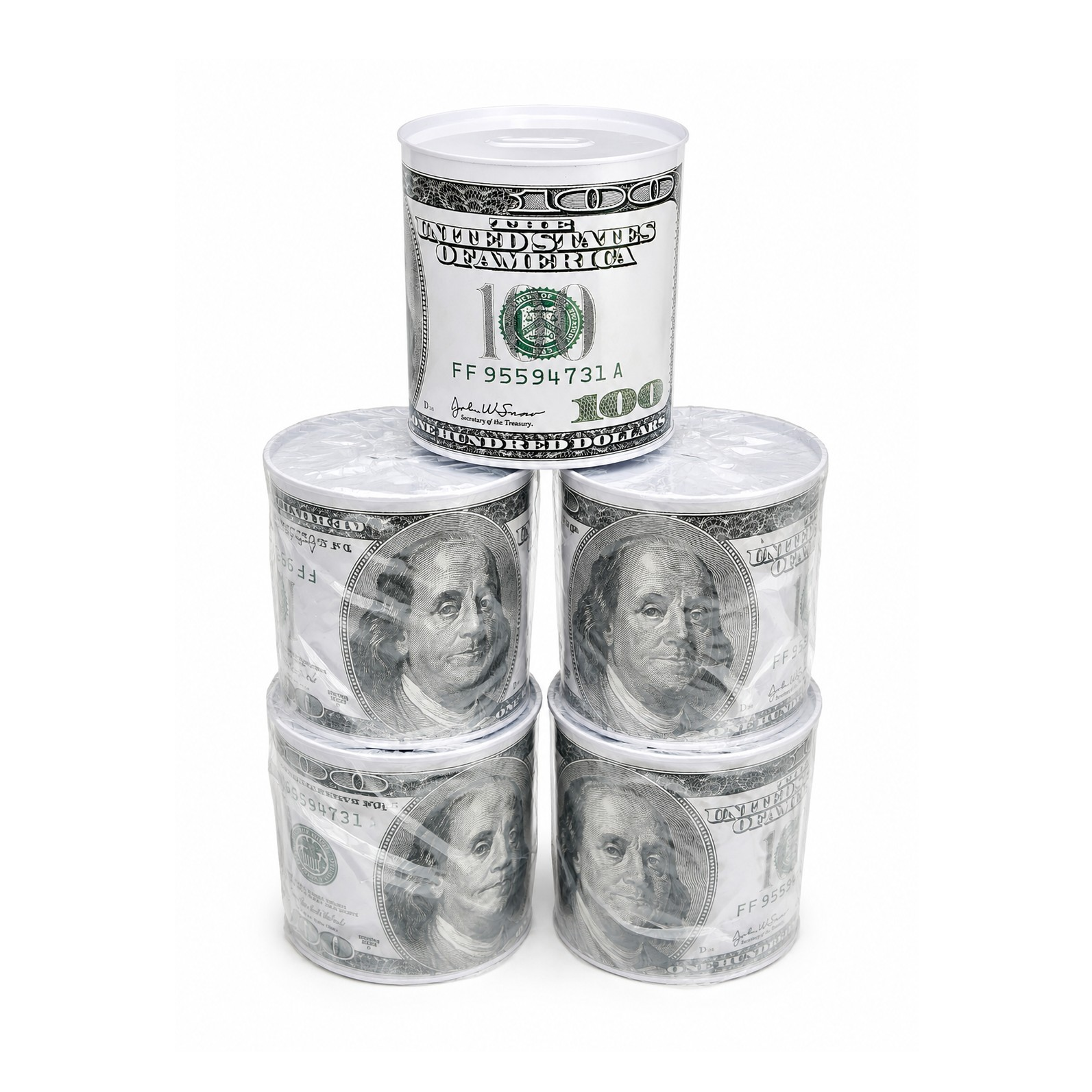 Tin Piggy Banks with Hundred Dollar Bill Design, $100 Bill Money Style(1 ct)