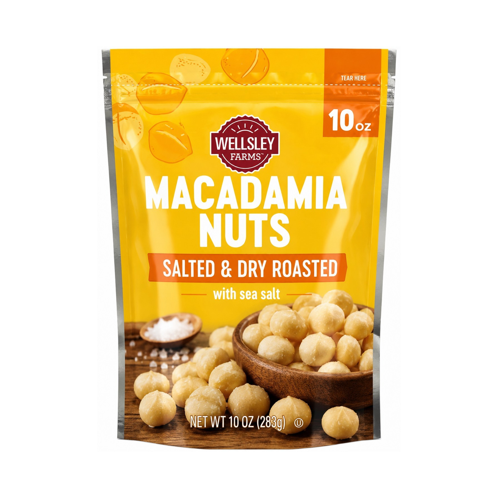 Wellsley Farms Macadamia Nuts Salted Dry Roasted Sea Salt 10 oz (283 g)