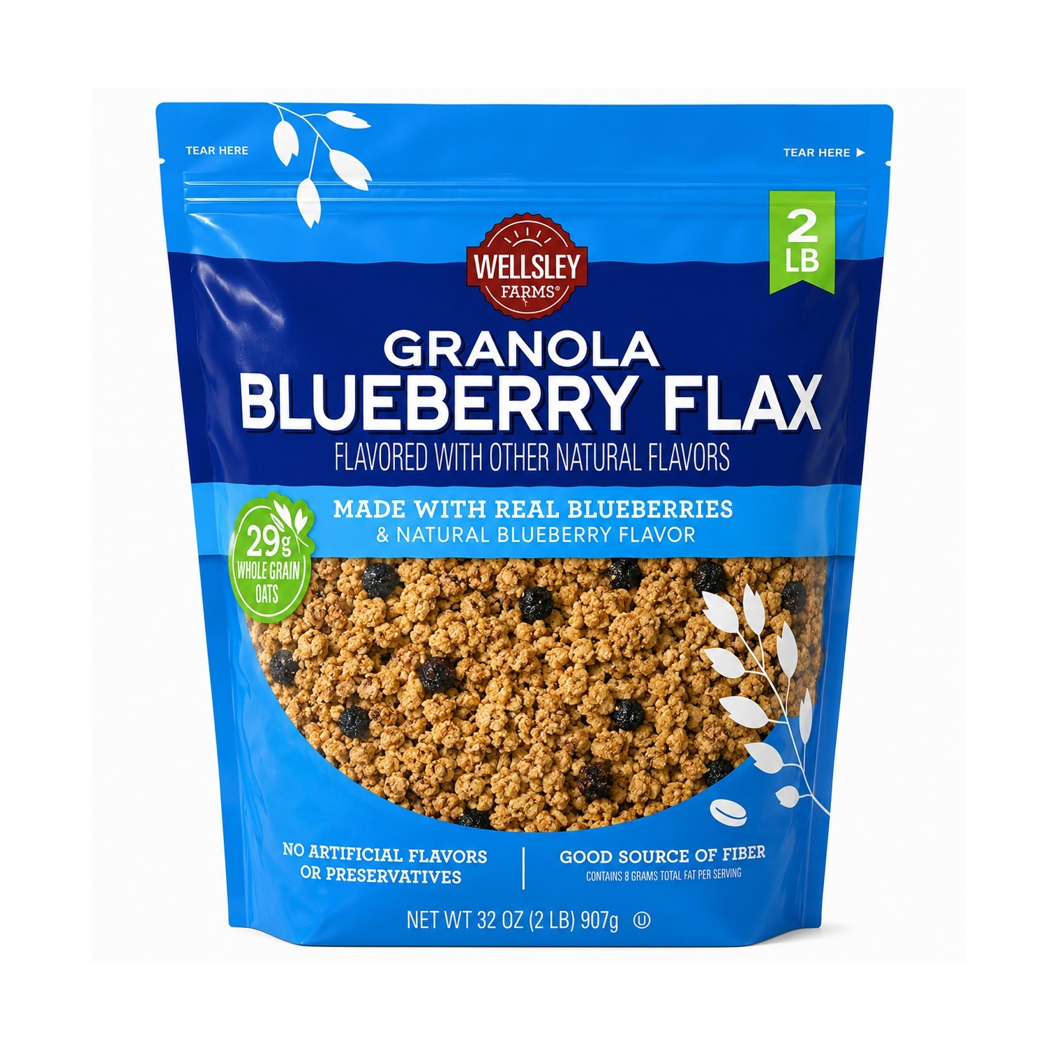 Wellsley Farms Granola Breakfast Cereal Blueberry Flax 32 oz (2 lb)