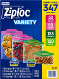 Ziploc Seal Top Bags Variety Pack Gallon Quart Sandwich Snack 347 Count